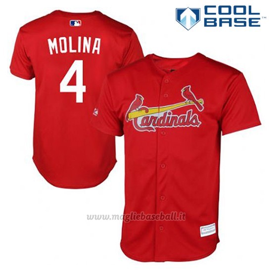 Maglia Baseball Uomo St. Louis Cardinals Yadier Molina 4 Rosso Cool Base
